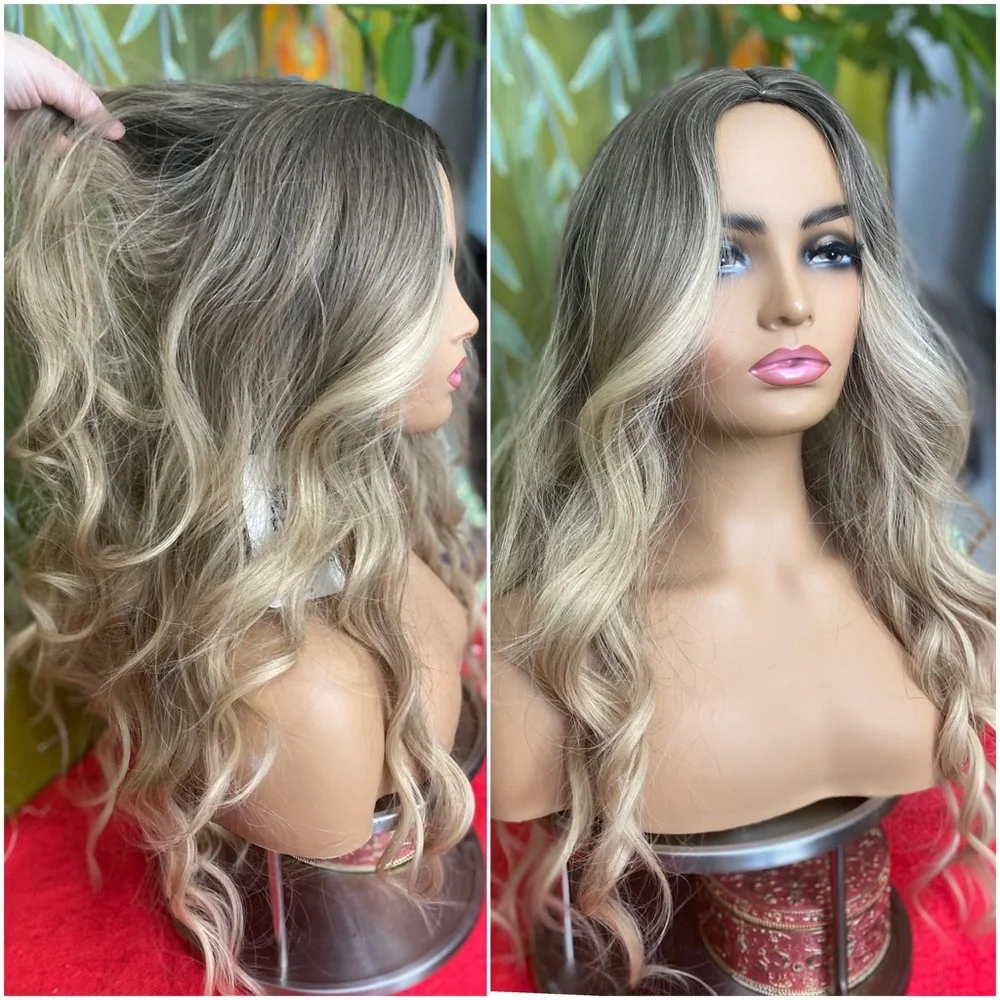 mixed blonde face framing highlights wig